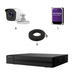 Kit vidéosurveillance 8 caméras | 1080P | HD | 8 câbles 20 mètres | HDD 1To | Tubes Hiwatch
