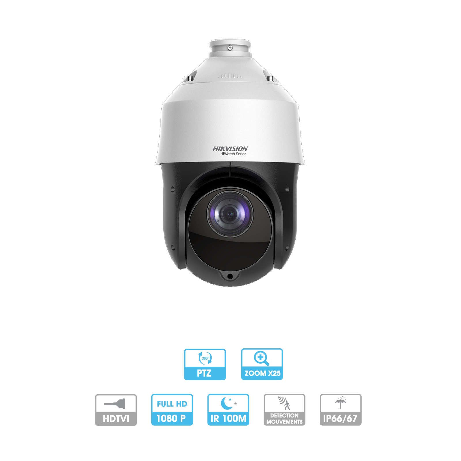 Caméra Hikvision | Dôme | 2 MP | IP PoE | Zoom x 15 | PTZ (rotative, vision 360°) | Infrarouge 100 mètres