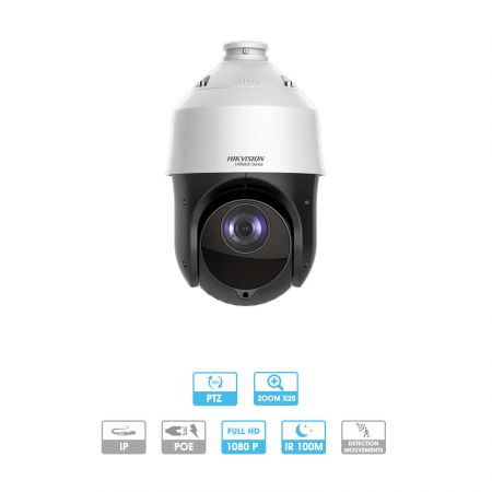 Caméra Hikvision | Dôme | 2 MP | IP PoE | Zoom x 25 | PTZ (rotative, vision 360°) | Infrarouge 100 mètres