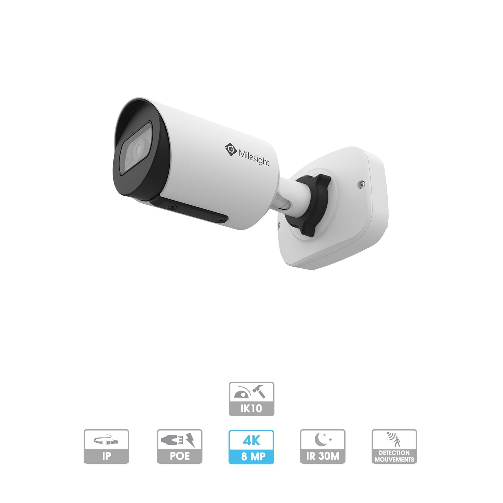 Caméra mini-tube Milesight | 4K | IP PoE | Antivandalisme