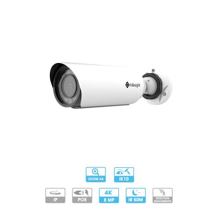 Caméra mini-tube Milesight | 4K | IP PoE | Zoom x4 | Antivandalisme