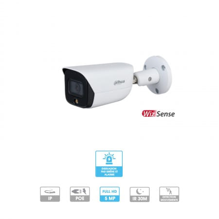 Caméra Dahua WizSense | Tube | 5 MP | IP | Alarme par clignotement lumineux