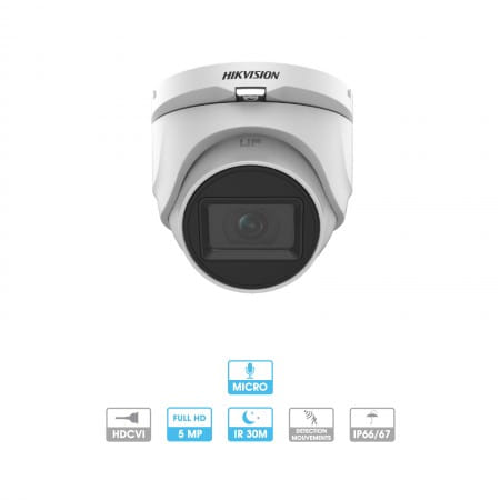 Caméra Hikvision | Dôme | 5 MP | HD | Avec micro