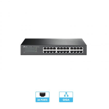Switch informatique de bureau rackable 24 ports Gigabit 1000 Mbps | Plug-and-play | Tp Link