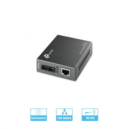 Convertisseur de média fibre vers Ethernet | SC Monomode | 100 Mbps | Tp Link