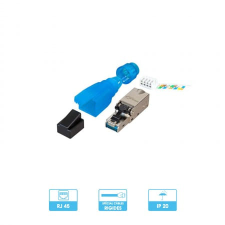 Connecteur RJ45 | Pour câble rigide cat 6 | étanche IP20