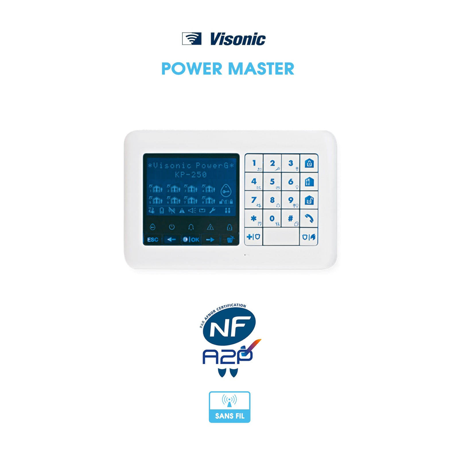 Clavier d'activation sans fil déporté | Clavier LCD |  Visonic | Compatible Power Master 30