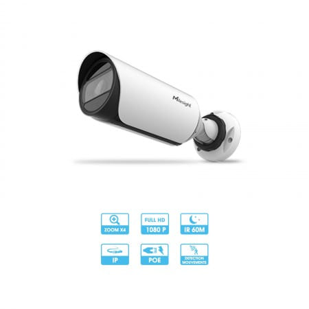 Caméra tube Milesight | 2 MP | IP PoE | Zoom motorisé x4