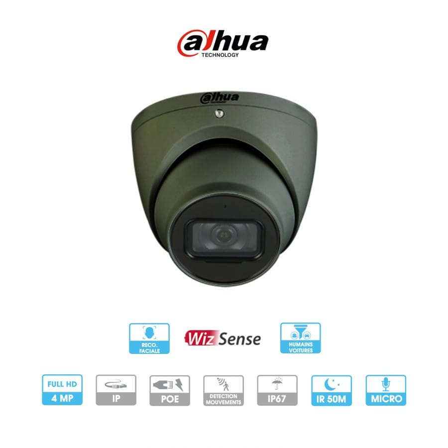 Caméra Dahua WizSense | Dôme | 4 MP | IP PoE | Micro | Wizmind (reconnaissance faciale)