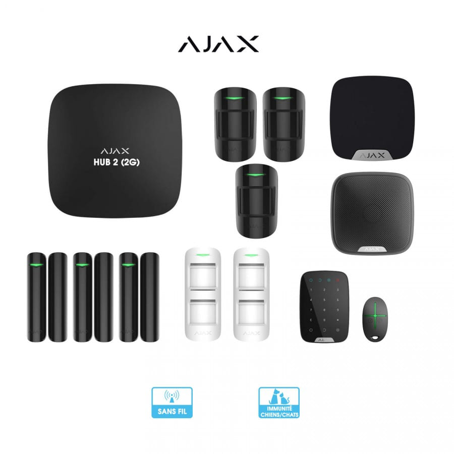Alarme sans fil Ajax Systems | Kit villa | Protection intérieure et extérieure | Détecteurs, sirènes, clavier, centrale