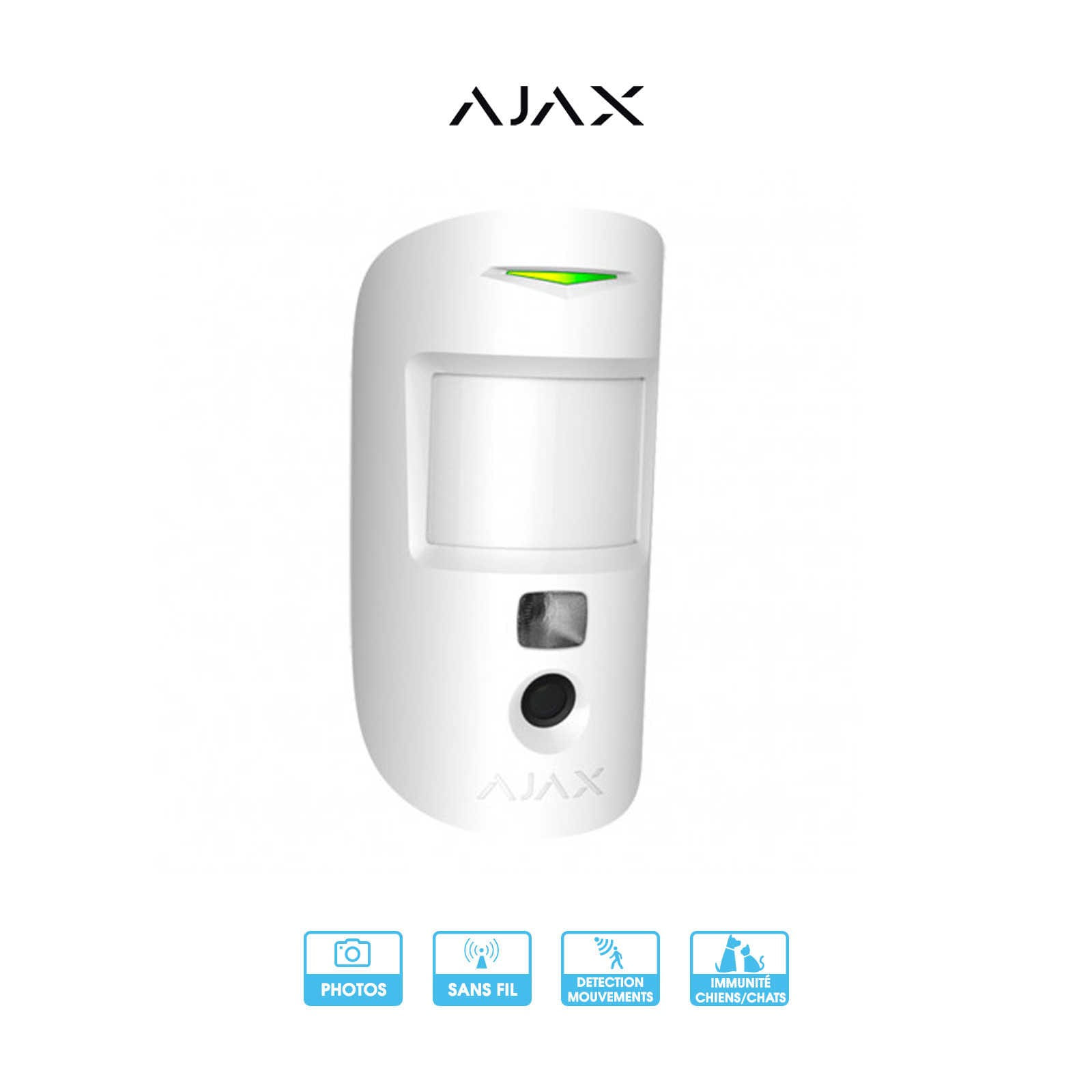 Alarme maison sans fil Ajax Systems | MotionCam | Détecteur de mouvement avec prise de photos de couleur blanche