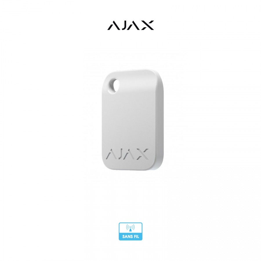 Ajax | Alarme maison sans fil | Porte-clés sans contact crypté pour clavier KeyPadPlus  de couleur blanche