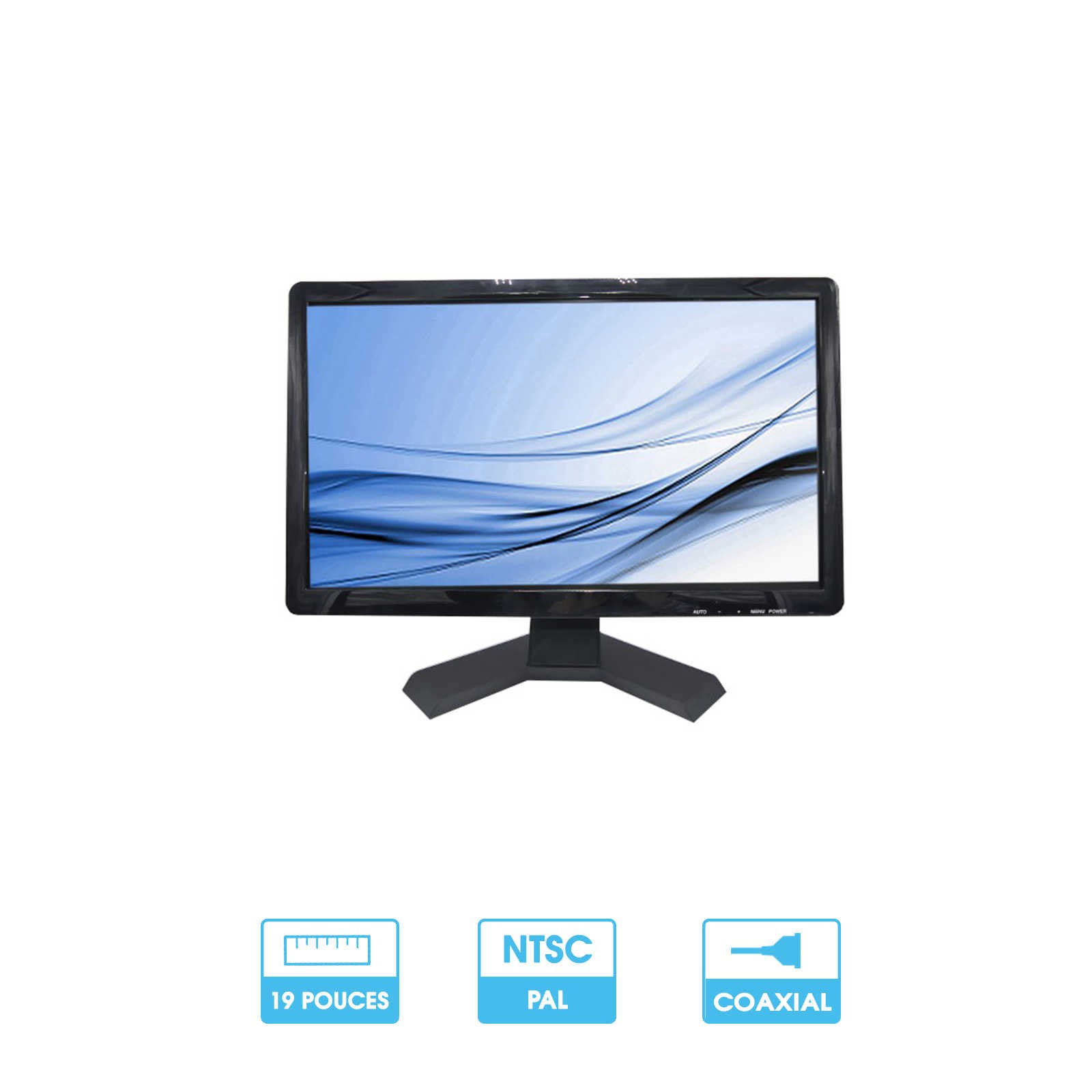 Ecran LCD de vidéosurveillance 19 pouces | 16:9 Full HD | Entrées BNC / AV / VGA et HDMI