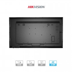 Ecran de vidéosurveillance LCD 43" | 4K | HDMI - VGA - USB | Hikvision | vu de derrière pour support vesa