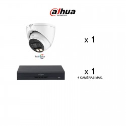 Kit vidéosurveillance analogique : 1 caméra 5MP | 1 XVR 4 voies | 1 câble vidéo et alimentation | Sans Disque dur | Dôme Dahua