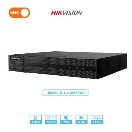 Enregistreur XVR Hikvision Hiwatch | 4 caméras | HDTVI/HDCVI/AHD/CVBS | 8 MP (4K)