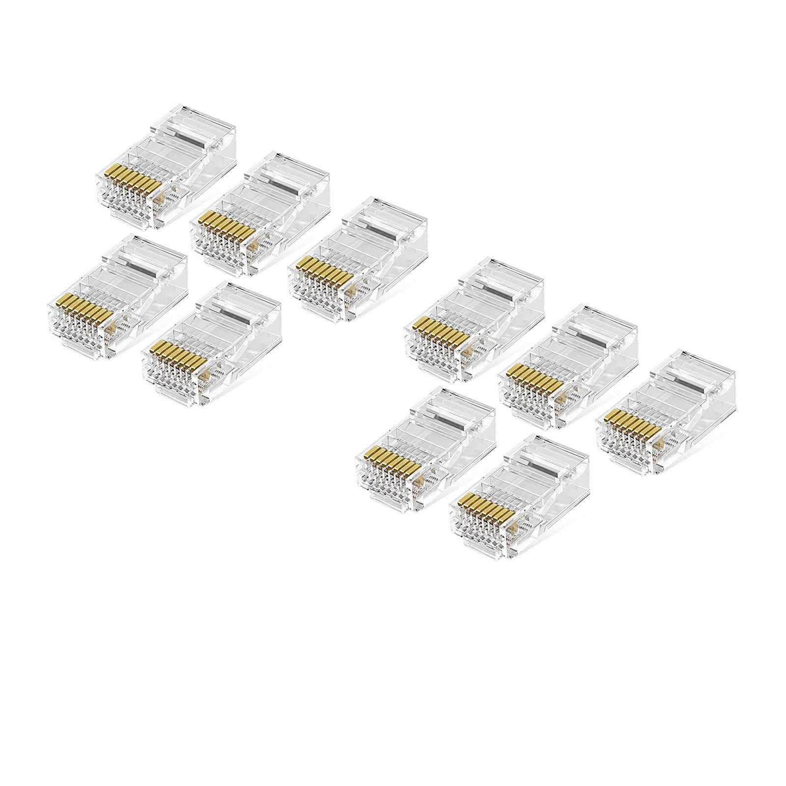 Lot de 10 connecteurs modules RJ45 | 8 points | 8 contacts | Blindés | Catégorie 5E/6 UTP | Pour câble souple