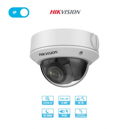Caméra réseau DS-2CD1743G2-IZ Hikvision | Dôme antivandalisme| 4 MP | Zoom x4 | IP PoE
