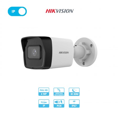 DS-2CD1043G2-I Caméra réseau Hikvision | Tube | 4 MP | Objectif fixe | IP PoE