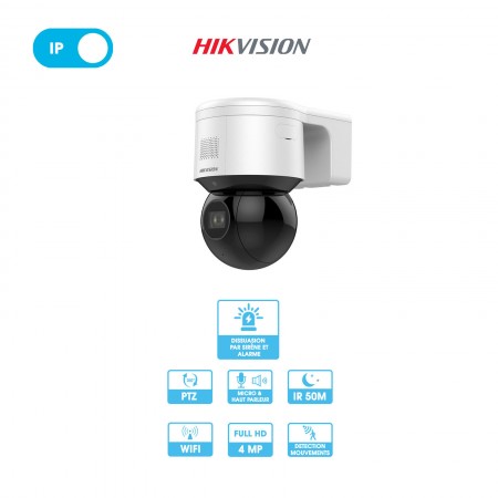 Caméra wifi Hikvision | PTZ | 4 MP | Micro et haut-parleur