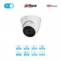 Caméra réseau Dahua | Dôme | 8 MP (4K) | IP PoE | Zoom x4 | Wizsense