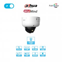 Caméra réseau Dahua | Dôme antivandalisme | 4 MP | IP PoE | Zoom x4 | Full Color | WizMind