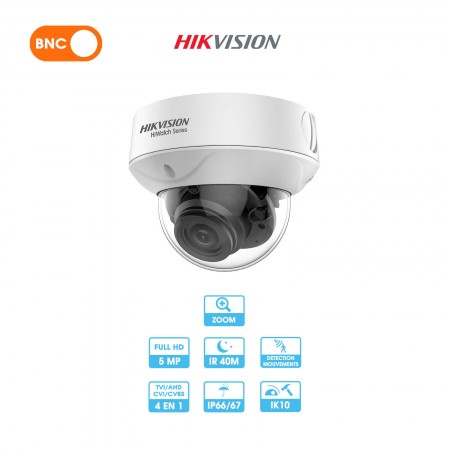 Caméra analogique Hikvision | Dôme antivandalisme | 5 MP | Zoom x4 | HDTVI