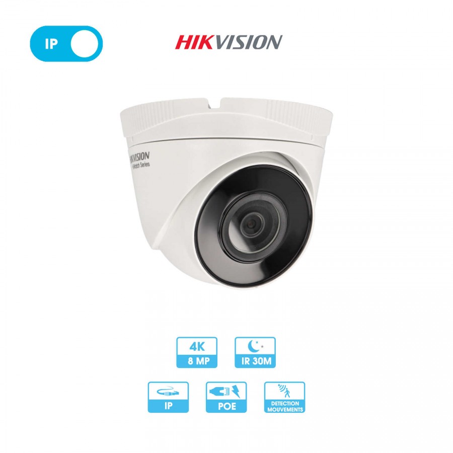 Caméra réseau Hikvision Hiwatch | Dôme | 8 MP |Objectif fixe | IP PoE