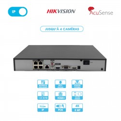 Kit vidéosurveillance 1 caméra dôme réseau Hikvision | 4 MP | IP PoE | Fixe | Dôme antivandalisme | NVR 4 voies vu de derrière