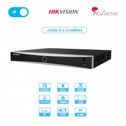 Kit vidéosurveillance 1 caméra dôme réseau Hikvision | 4 MP | IP PoE | Fixe | Dôme antivandalisme | NVR 4 voies