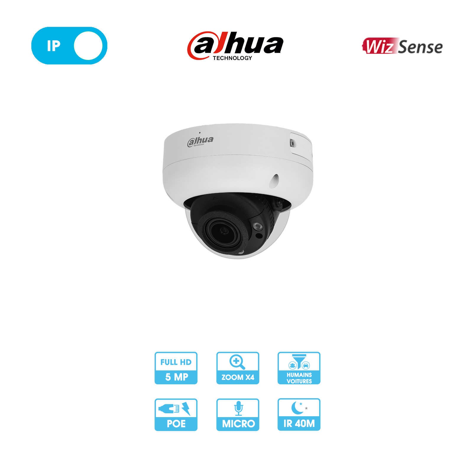 Caméra réseau Dahua IPC-HDBW3541RP-ZS-27135-B | Dôme antivandalisme | 5 MP | IP PoE