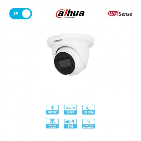 Caméra réseau Dahua IPC-HDW2541TMP-S-0280B | Dôme | 5 MP | IP PoE | Wizsense