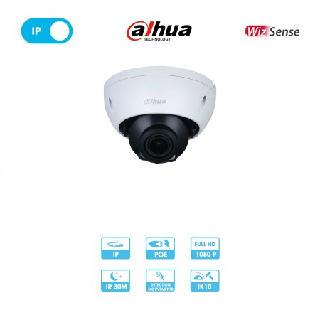 Caméra réseau Dahua IPC-HDBW1230DEP-SW-0280B | Dôme antivandalisme | 2 MP | IP PoE