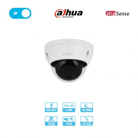 Caméra réseau Dahua IPC-HDBW2441EP-S-0280B | Dôme antivandalisme | 4 MP | IP PoE | Wizsense