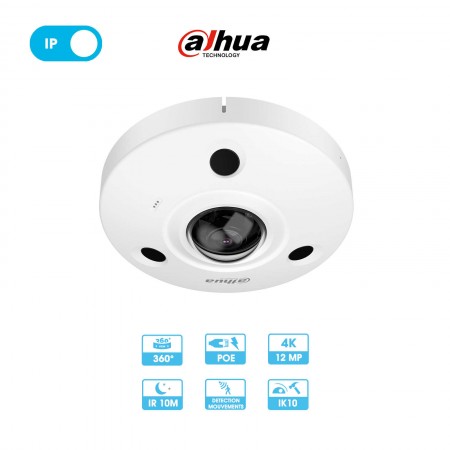 Caméra réseau Dahua IPC-EBW81230P| Dôme fisheye 360°| 12 MP | IP PoE