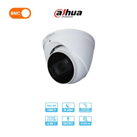Caméra analogique Dahua HAC-HDW2241TP-Z-A-27135-S2-DIP | Dôme | 2MP | HDCVI | Zoom motorisé | Micro