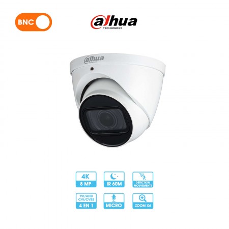 Caméra analogique Dahua HAC-HDW1801TP-Z-A-27135-S2 | Dôme | 8 MP (4K) | HDCVI | Zoom motorisé | Micro