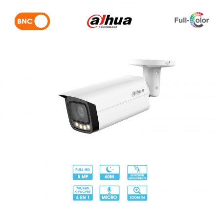 Caméra analogique Dahua HAC-HFW1509TUP-Z-A-LED-27135-S2 | Tube | 5 MP | HDCVI | Zoom x4 | Micro| Full Color