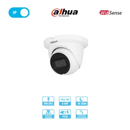 Caméra réseau Dahua IPC-HDW2441TMP-S-0280B | Dome | 4 MP | IP PoE | Wizsense