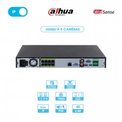 Enregistreur NVR Dahua | 8 caméras | IP | 8 ports POE | 8MP (4K) | Wizsense | vu de derrière