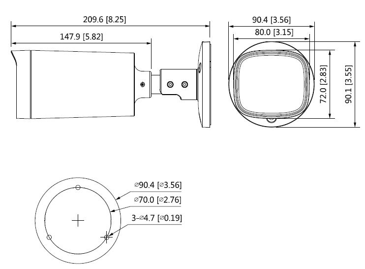 HAC-HFW1500R-Z-IRE6-A est une camera en forme du tube avec zoom et microphone
