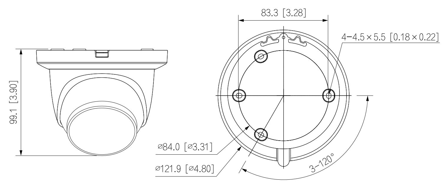 IPC-HDW2531TM-AS-S2 dessin des dimensions de la caméra