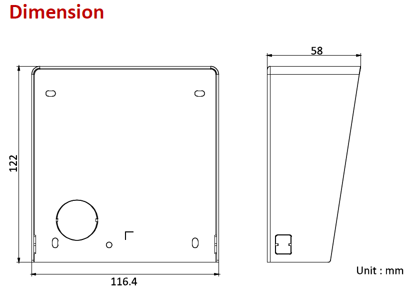 dimensions_boîtier_acier_interphone_hikvision